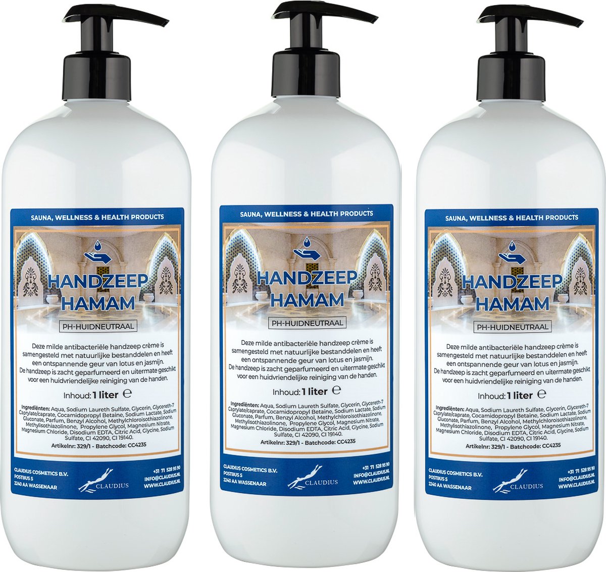 Goedkoopste Handzeep Hamam 1 liter - met gratis pomp - set van 3 stuks