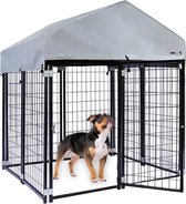 MaxxPet Hondenkennel Afneembaar Dak - Dierenverblijf - Zwart - 2,4 x 1,2 x 1,4 m