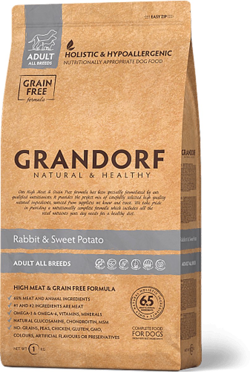 Grandorf - Adult - Konijn & Kalkoen - Hondenvoer - Graanvrij - Hypoallergeen - 3kg