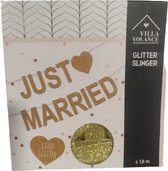 Letterslinger "Just Married" - Goud glitter - Karton - h 80 x l 160 cm