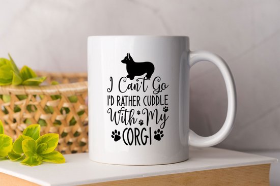 Mug Je ne peux pas y aller, je préfère me blottir avec mon corgi - chien - chien - mignon - amour - motivation - amour - cadeau - sentiments - amour de soi - amour - tasse de café - tasse de café