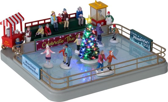 Foto: Lemax outdoor skating rink with 4 5v adaptor kersthuisjes kerstdorpen