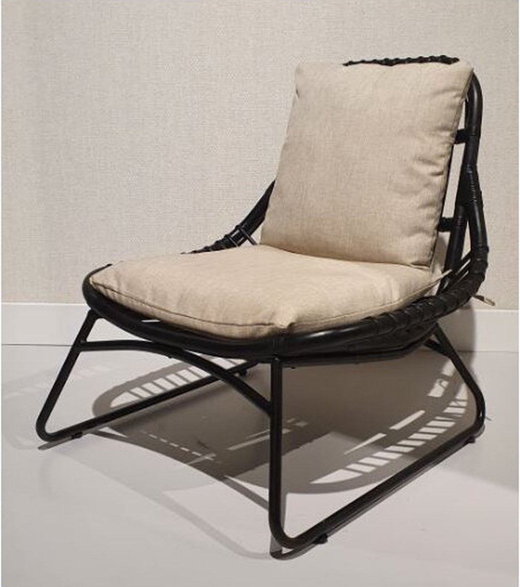 Brix - Fauteuil Brix Bowi - Zwart/ Beige - Rotan