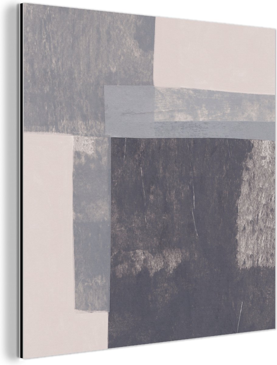Wanddecoratie Metaal - Aluminium Schilderij Industrieel - Vormen - Abstract - Verf - Geometrie - 90x90 cm - Dibond - Foto op aluminium - Industriële muurdecoratie - Voor de woonkamer/slaapkamer