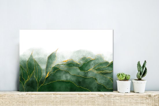 Décoration murale Métal - Aluminium Peinture Industriel - Marbre - Vert - Luxe - Or - Aspect marbre - 30x20 cm - Dibond - Photo sur aluminium - Décoration murale industrielle - Pour le salon/chambre