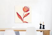 Wanddecoratie Metaal - Aluminium Schilderij Industrieel - Bloemen - Plant - Rood - Pastel - 50x50 cm - Dibond - Foto op aluminium - Industriële muurdecoratie - Voor de woonkamer/slaapkamer
