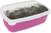 Broodtrommel Roze - Lunchbox - Brooddoos - Marmer - Zwart - Goud - Luxe - Marmerlook - 18x12x6 cm - Kinderen - Meisje