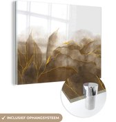 MuchoWow® Peinture sur Verre - Goud - Doré - Marron - Texture - Aspect Marbre - 160x120 cm - Peintures sur Verre Acrylique - Photo sur Glas