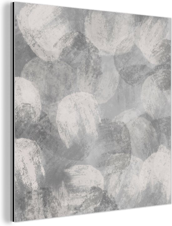 Wanddecoratie Metaal - Aluminium Schilderij Industrieel - Abstract - Verf - Grijs - Schilderij - 50x50 cm - Dibond - Foto op aluminium - Industriële muurdecoratie - Voor de woonkamer/slaapkamer