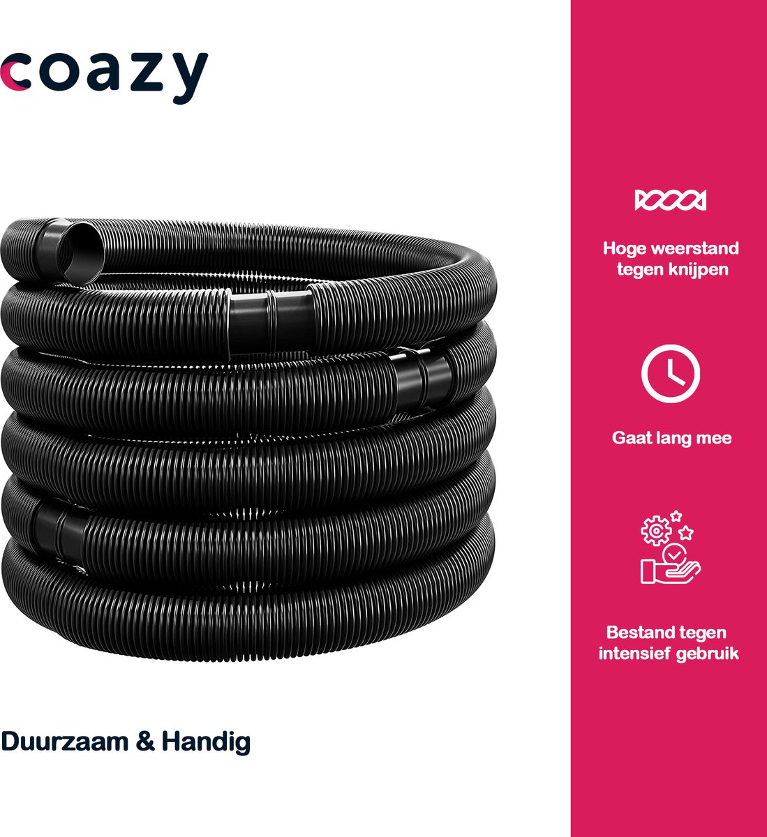 tillvex® Zwembadslang Made in Germany | Solarslang met moffen | zonneslang voor zwembaden en zwemvijvers | aanzuigslang | pompslang | flexibele waterslang (Blauw, 8m / 38mm