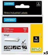 Laminated Tape for Labelling Machines Rhino Dymo ID1-12 12 x 5,5 mm Red White Stick Self-adhesives (5 Units)