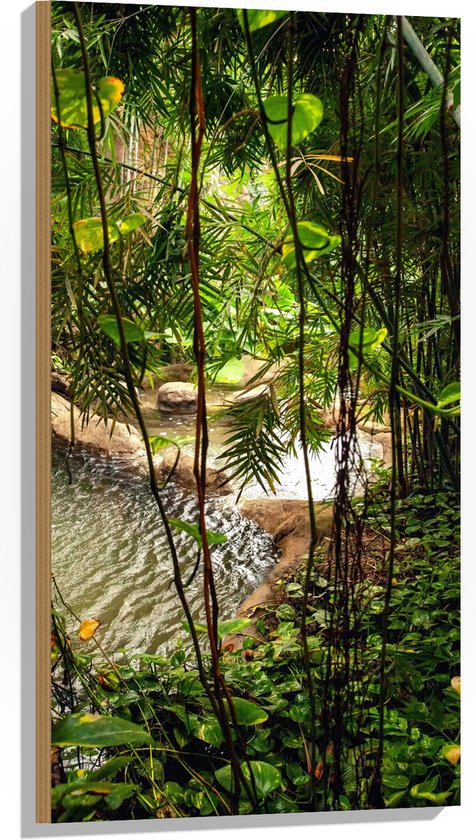 Hout - Planten - Water - Tropisch - Bomen - Groen - 50x100 cm - 9 mm dik - Foto op Hout (Met Ophangsysteem)