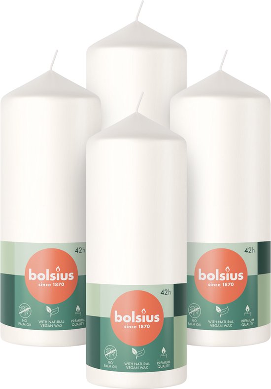 Bolsius - Bougies cylindriques - 15cm - 4 pièces - Wit