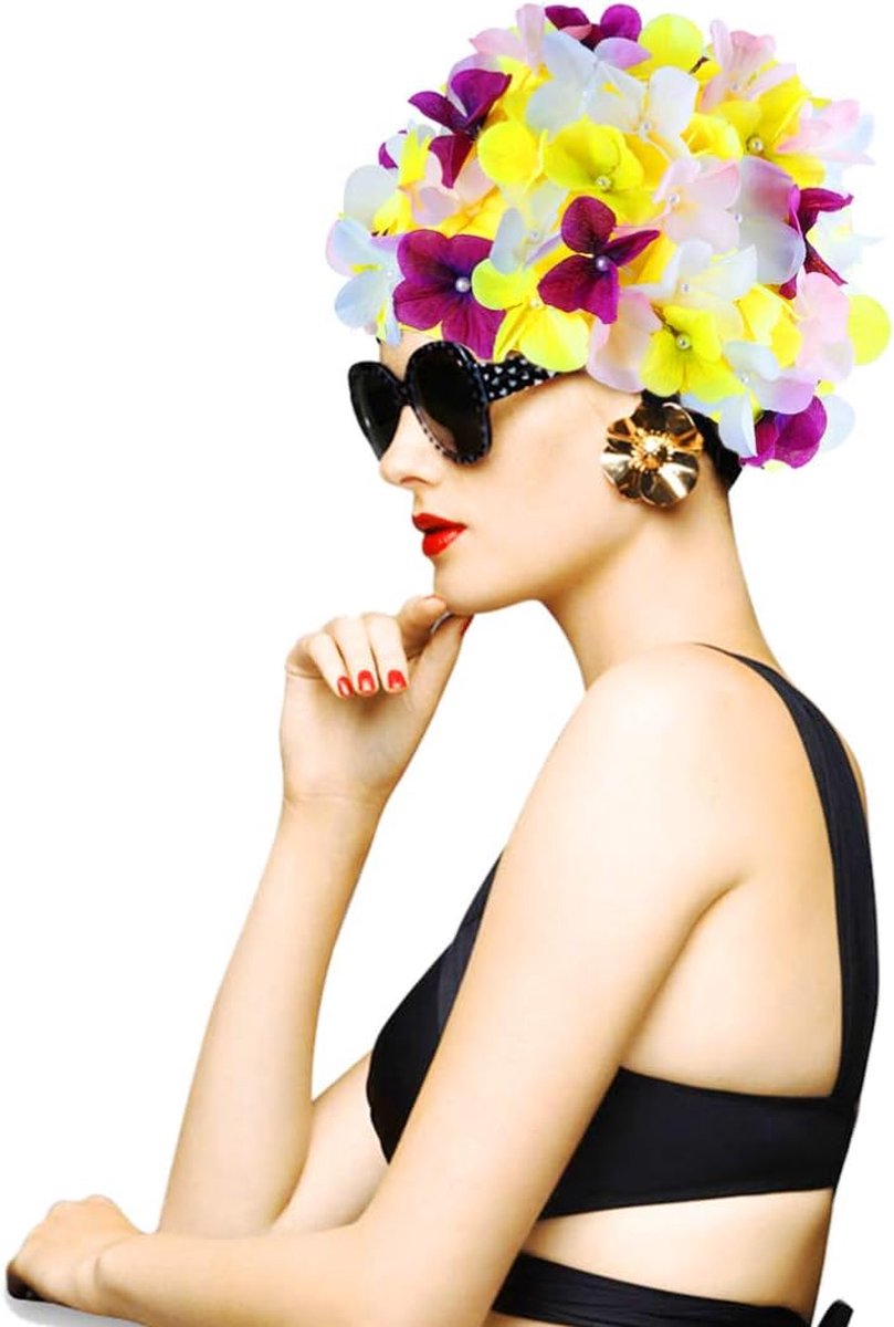 Winkrs | Diverse kleuren bloemetjes badmuts | Douche accessoire, haarbedekking, douchecap, zwemmen — afbeelding 3