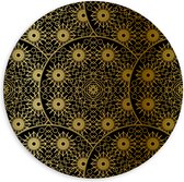 Dibond Muurcirkel - Borden met Gouden Geometrische Print - 120x120 cm Foto op Aluminium Muurcirkel (met ophangsysteem)