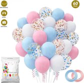 FeestmetJoep® 60 stuks ballonnen Blauw & Roze – Verjaardag Versiering