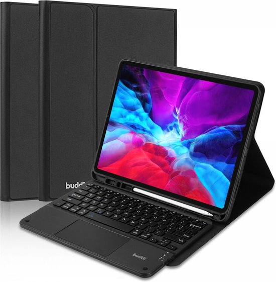 Buddi Zuna Hoes met QWERTY Toetsenbord Geschikt voor Apple iPad Pro 12.9 (2018/2020/2021/2022) | Beschermhoes | Bluetooth 5.0 | Penhouder | Magnetisch Uitneembaar Keyboard | Book Case | Zwart