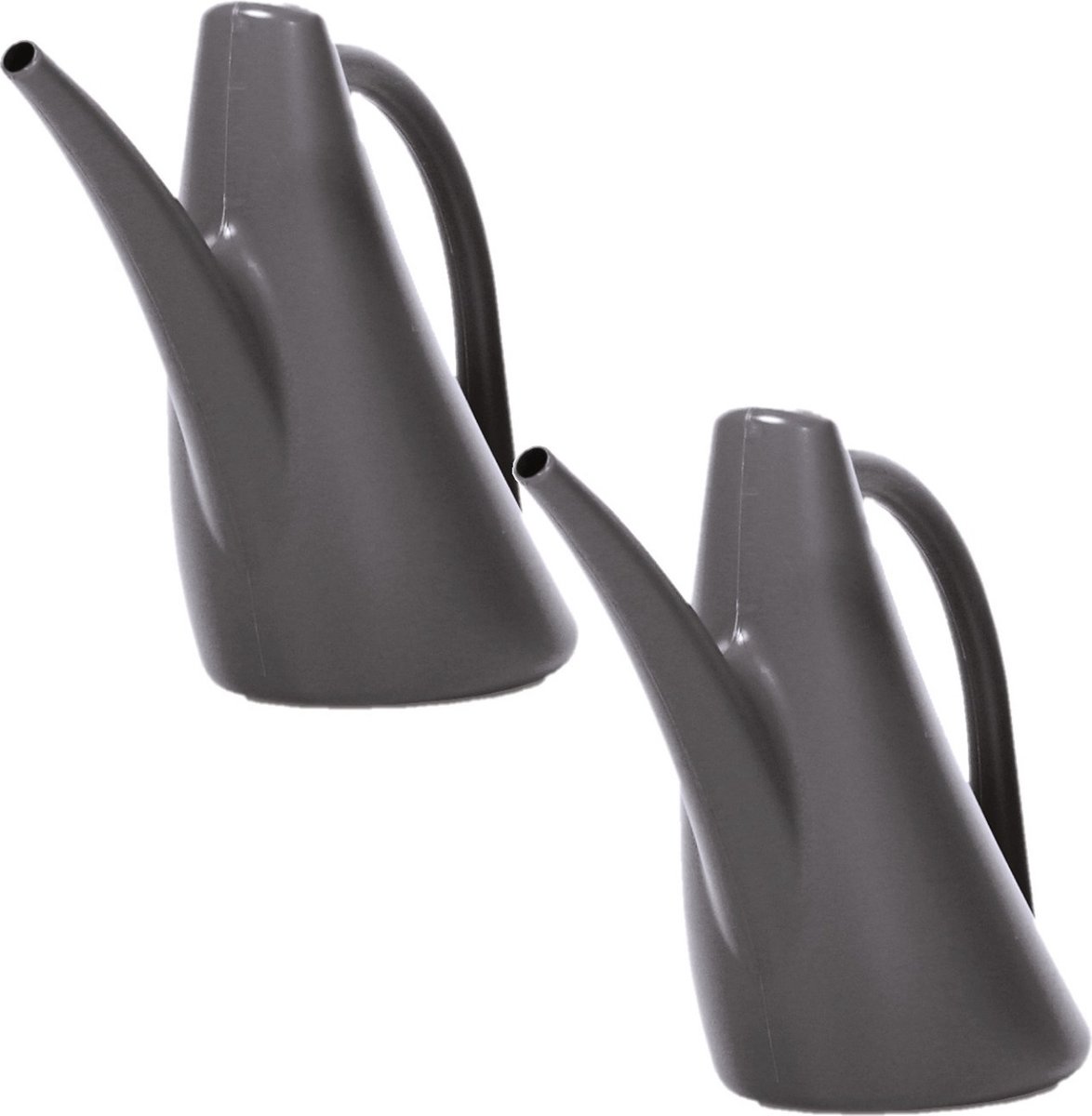2x Stuks antraciet bloemen/planten gieters kunststof 1,5 liter - Gieters voor binnen en buiten
