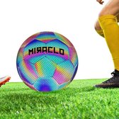 Voetbal Réfléchissant MIRACLO - Lumineux - Mélange de Couleurs : Rose/Jaune/ Blauw/Vert - Taille 5 - Holographique - Astuce Cadeau