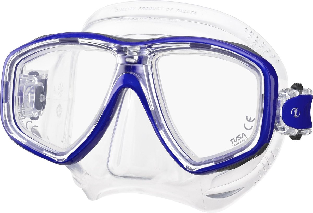 TUSA Freedom Ceos – Duikmasker met twee lenzen, comfortabele pasvorm dicht op het gezicht, Freedom Technology voor comfort en prestaties, hypoallergeen silicone – Transparant/Blauw – M-212 CBL