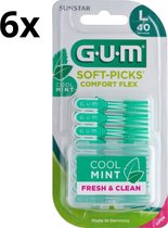 GUM Soft-Picks Comfort Flex Cool Mint Large - 6 x 40 stuks - Voordeelverpakking