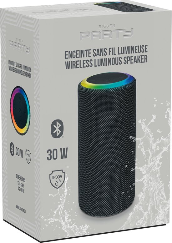 Bigben Party - Bluetooth Speaker - RGB Verlichting - Cylinder - Medium van BIG — afbeelding 3