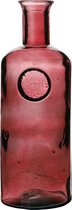 Natural Living Bloemenvaas Olive Bottle - robijn rood transparant - glas - D13 x H35 cm - Fles vazen