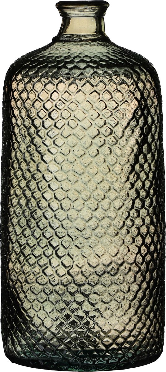 Natural Living Bloemenvaas Scubs Bottle - brons/bruin geschubt transparant - glas - 18 x 42 cm - Fles vazen
