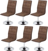Set van 6 eetkamerstoelen MCW-C41, stoel keukenstoel, in hoogte verstelbaar draaibaar, stof/textiel ~ vintage bruin