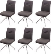 Set van 6 eetkamerstoelen MCW-H70, keukenstoel fauteuil stoel, stof/textiel geborsteld roestvrij staal ~ grijsbruin