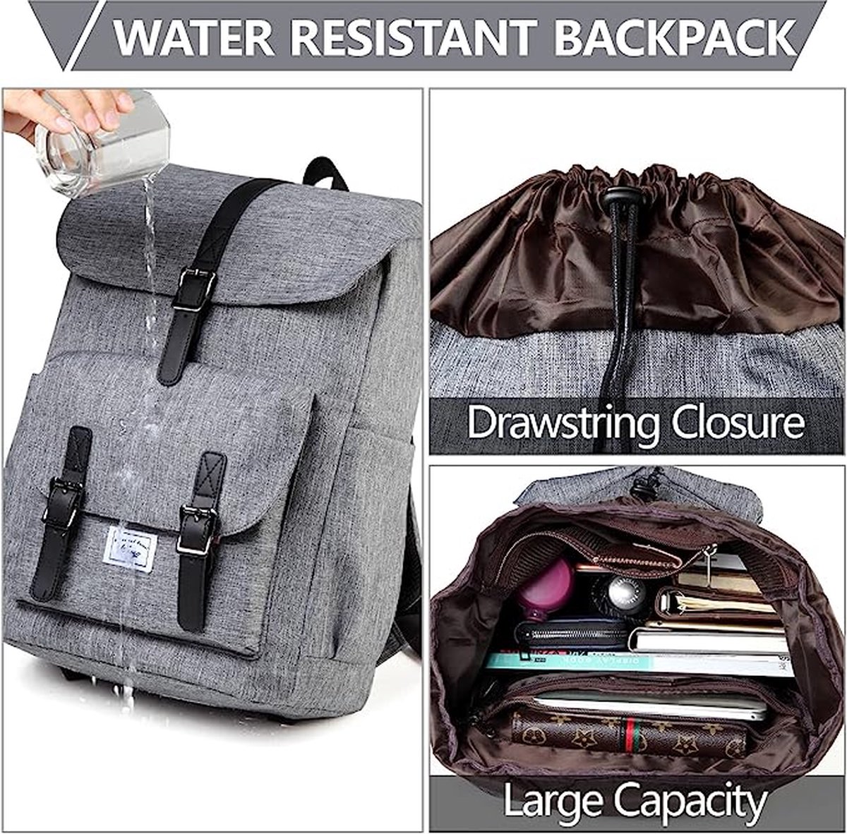 Sac à Dos Kasgo Vintage 15,6" - Antivol, Port USB, Multiple Poches Pour Travail Ou Voyage