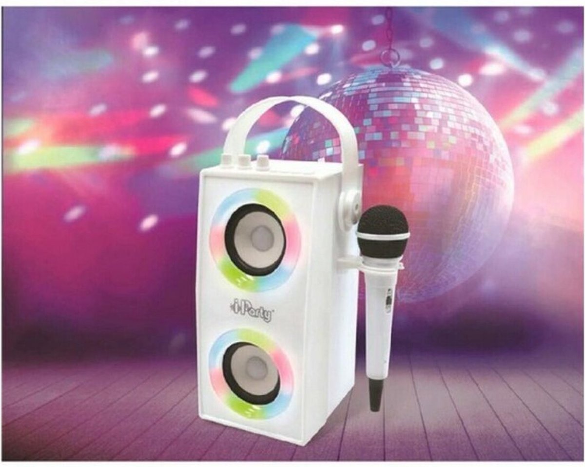 PartyFunLights Enceinte de fête karaoké Bluetooth avec microphone, effets  lumineux et poignée de transport