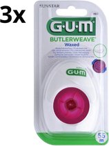 GUM Waxed Butlerweave Tandzijde - 3 x 55 meter - Voordeelverpakking