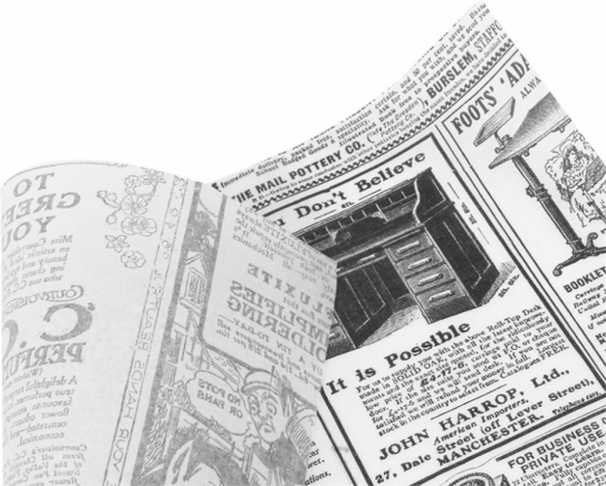 Vetvrij wikkelpapier of hamburgervellen krant klein 20 bij 25 cm | Inhoud: 1000 stuks