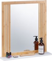 Miroir de salle de bain Relaxdays avec étagère - bambou - miroir mural avec cadre - miroir de lavabo