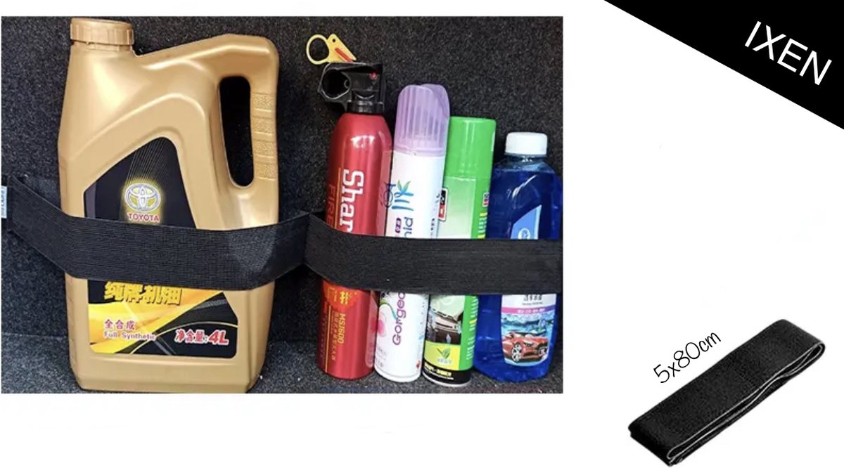 Auto Kofferbak Organizer - Auto Klittenband - Zelfklevende Opberghulp - Elastische Bandjes Organizer - 80 cm - IXEN