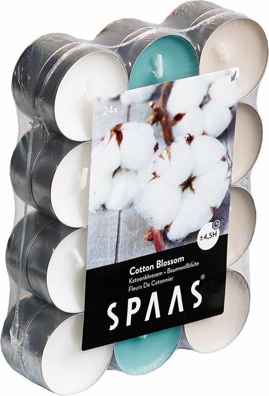 Spaas Geurkaarsen Cotton Blossom - 24 stuks - 4,5 branduren - bloesem geur - theelichtjes
