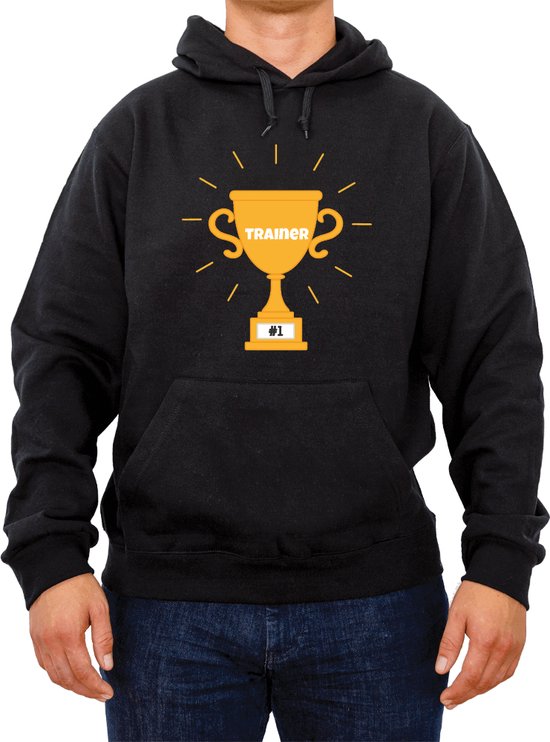 Trui Troffee #1 trainer|De beste trainer|Fotofabriek Trui Troffee #1 |Zwarte trui maat XL| Unisex trui met print (XL)