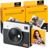 Mini Shot 3 Retro 2-en-1 Appareil Photo Instantané Portable & Printer Photo White + 60 Feuilles Bundle