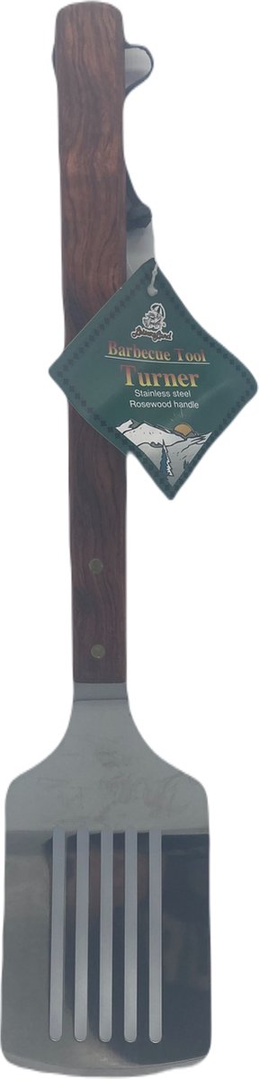Luxe Barbecuespatel met Kersenhouten Handvat - BBQ Tool - RVS - 49 x 10 cm