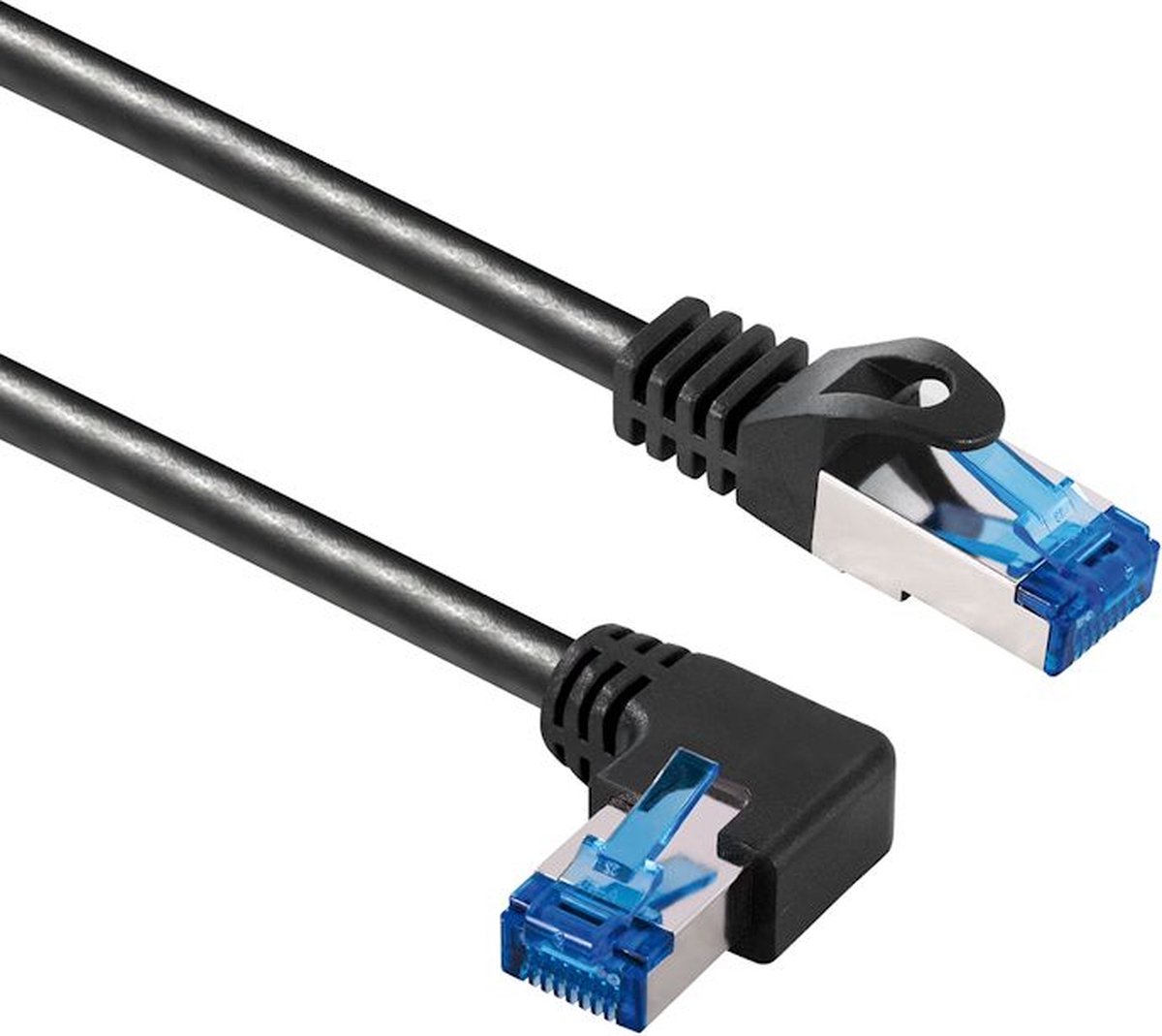 Image of CAT 6a Internetkabel / netwerkkabel - 5 meter - Haaks rechts - Zwart - Tot 10 Gbit - 100% koperen kern