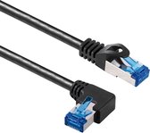 Câble Internet / câble réseau CAT 6a - 1,5 mètre - Angle droit - Zwart - Jusqu'à 10 Gbit - Ame 100% cuivre