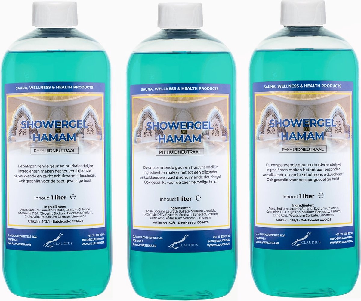 Goedkoopste Douchegel Hamam 1 liter - set van 3 stuks - Showergel