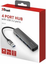 Trust Halyx Aluminium 4-Port USB 3.2 Hub USB-A 3.1 Gen 1 4x USB-A 3.2 Gen 1 Gris
