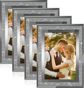 4 stuks fotolijsten 10 x 15, glitterglas, fotolijst voor tafelstandaard, fotolijst glas voor bruiloften, huizen, kantoren, babyfoto's