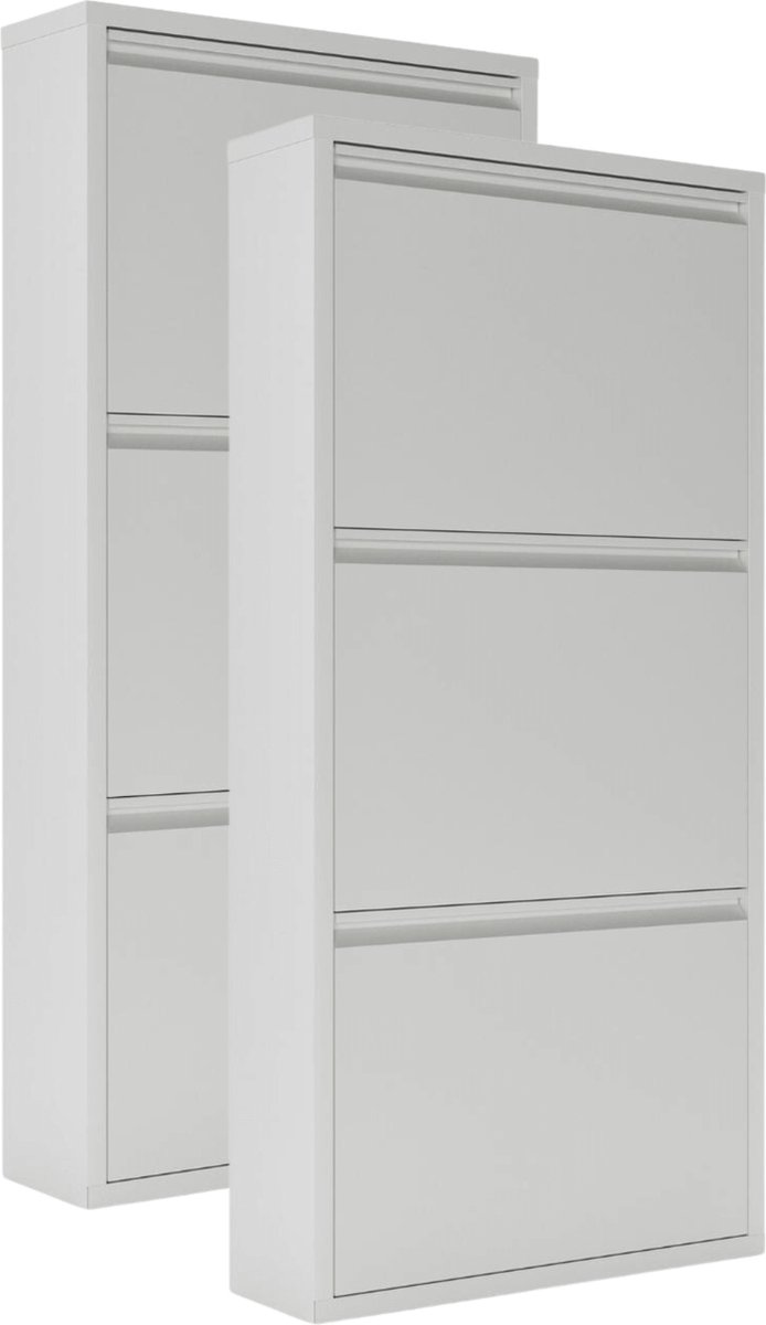 Schoenenkast Bodi 3-vaks Wit (set van 2)