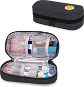 geïsoleerde Epipen-draagtas voor volwassenen en kinderen, draagbare medicijnbenodigdhedenzak voor 2 EpiPen, Auvi-Q, spuiten, flesjes, neusspray, thuis en op reis, zwart