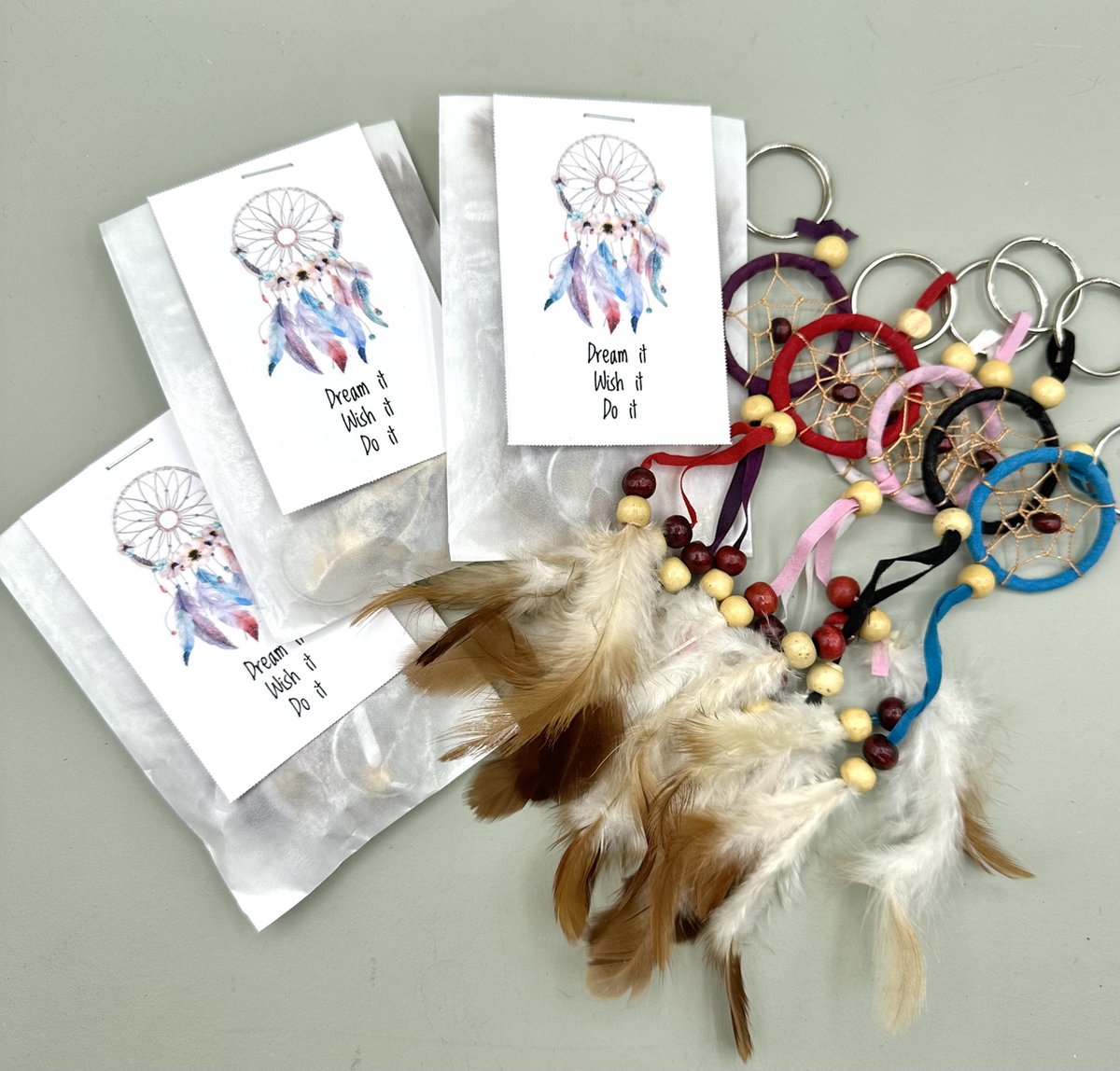10 stuks Dream it/ Wish it/ Do it, sleutelhanger, dromenvanger, kleine attentie, dromen, klein kadootje,