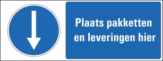 Placez les paquets ici carton - plastique 400 x 150 mm