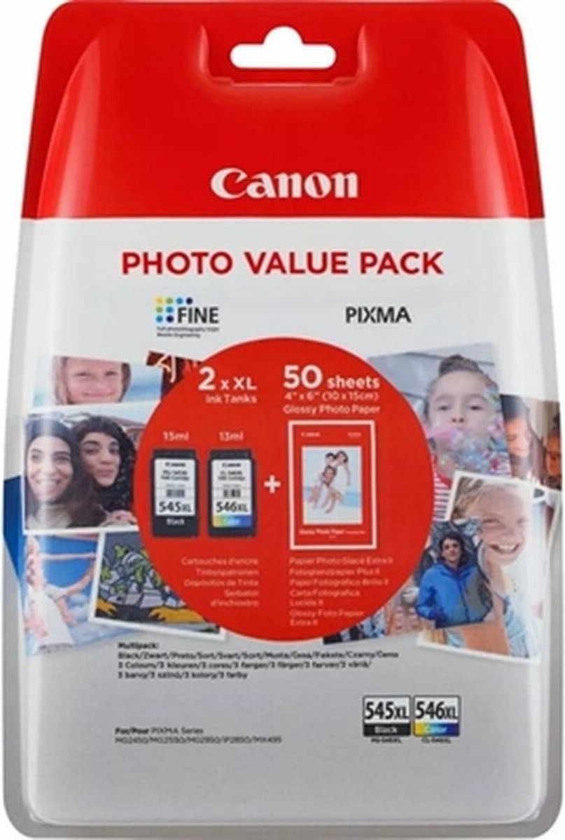 Canon PG-545XL/CL-546XL - Inktcartridge / Zwart / Kleur / Hoge Capaciteit /  50 Vellen... | bol